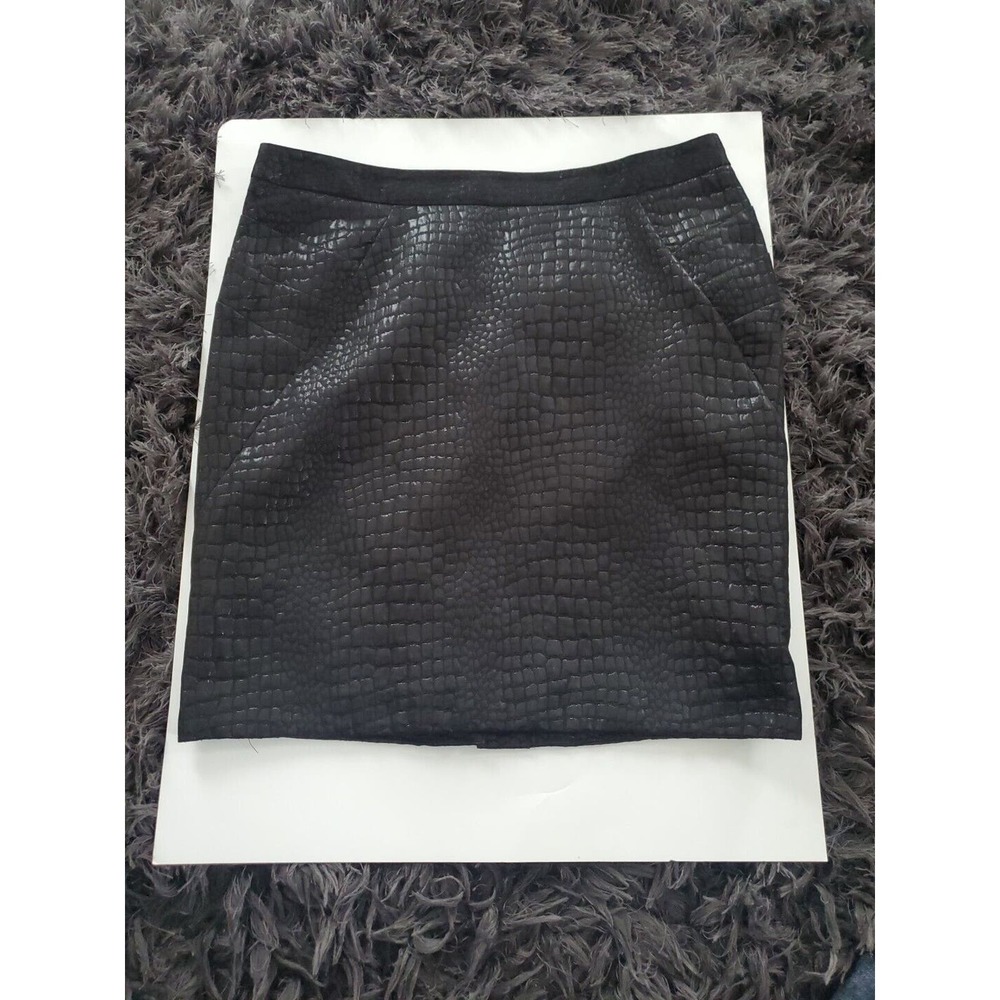 Worthington Size 16 Black Reptile Print Short Pencil Back Zip Lined Mini Skirt